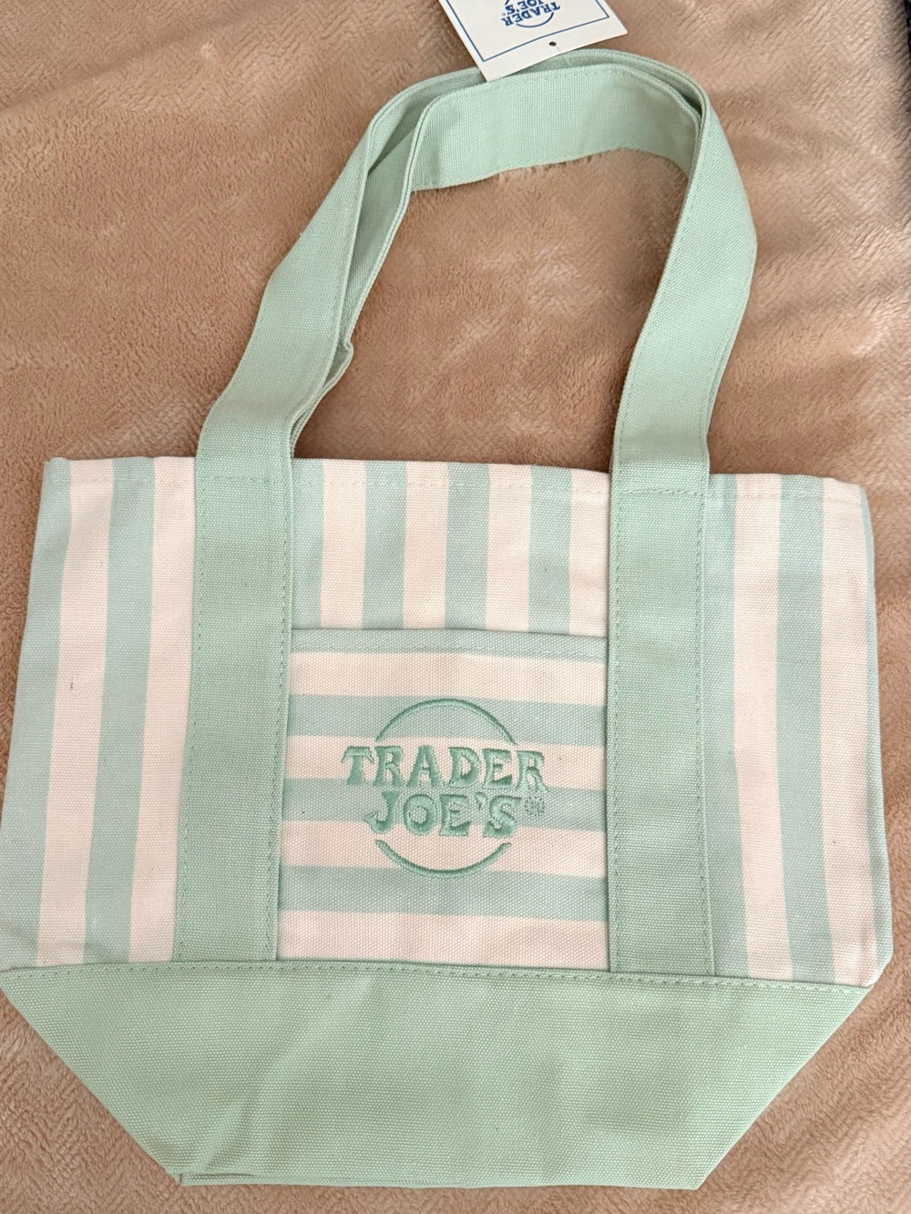 Trader Joe's Mint Stripe Canvas Tote